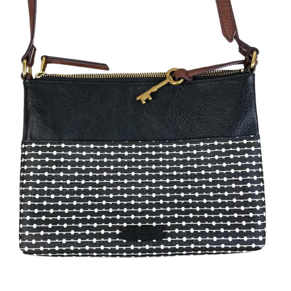 FOSSIL Fiona Printed Crossbody Bag Black White Everyday Office Travel Classic - Picture 6 of 13